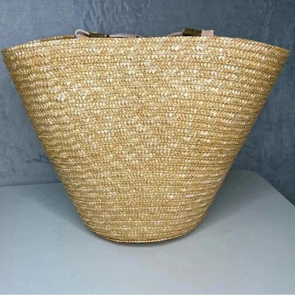 Unbranded Woven  Straw Raffia Beach Large Lined Floral Sequins‎ Tote Basket - Picture 2 of 15